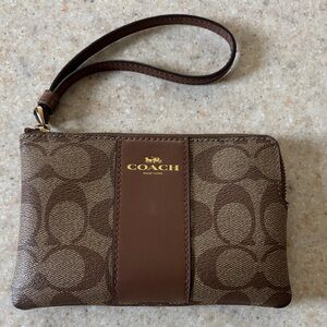 Coach Brown Signature Wristlet